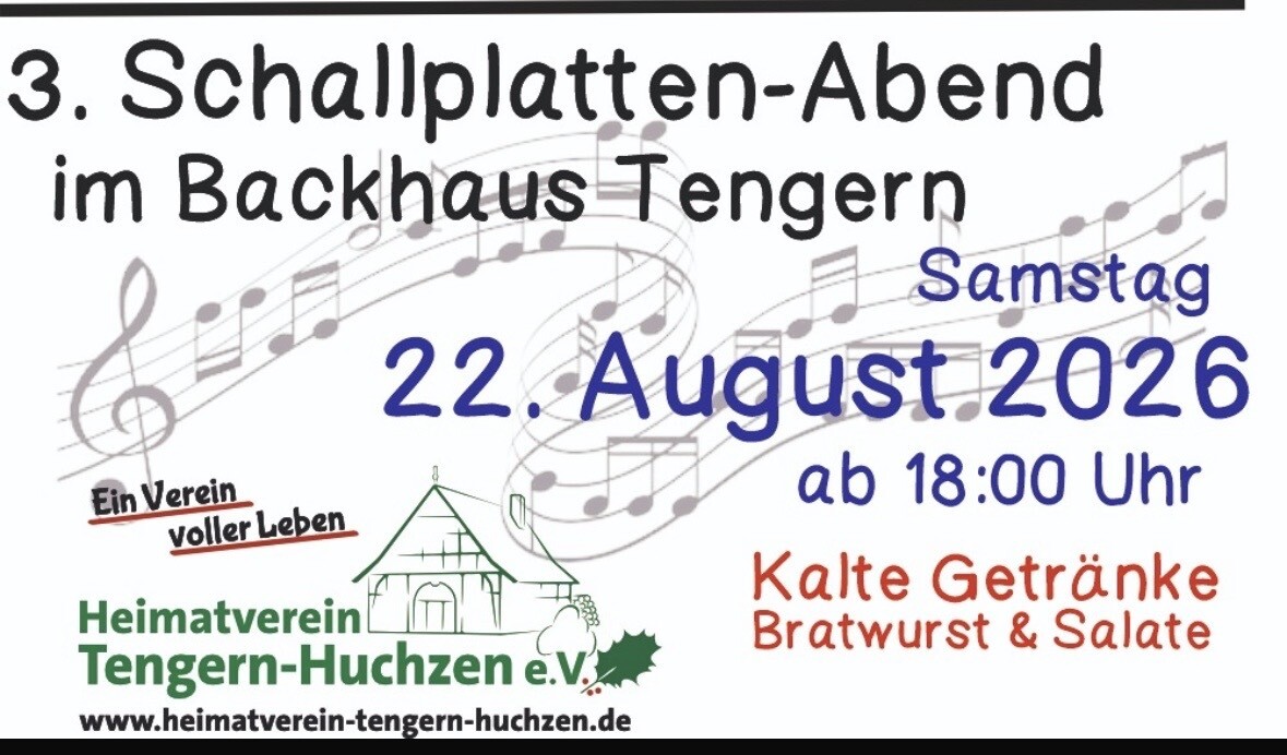 Ankündigung 3. Schallplattenabend im Backhaus Tengern Schallplattenabend2026
