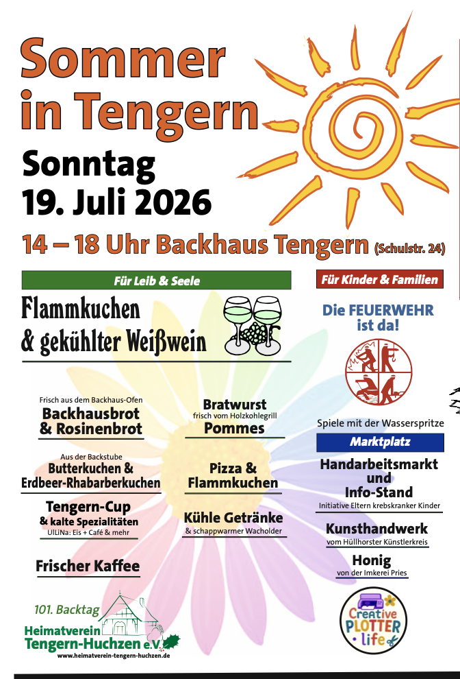 Plakat Sommerbacktag in Tengern 2026 Sommerbacktag 2026